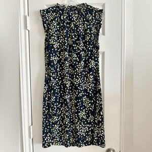 Tommy Hilfiger - Navy Yellow Floral Ruffle Sleeveless Shift Dress, Size 8